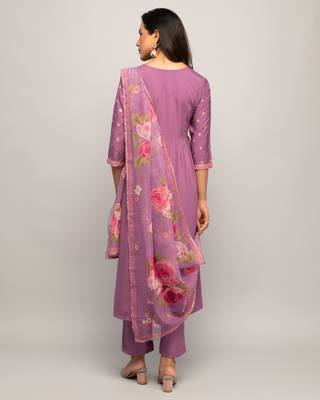 Purple Colour Ethnic Girlish Dress For Partywear Looks 2