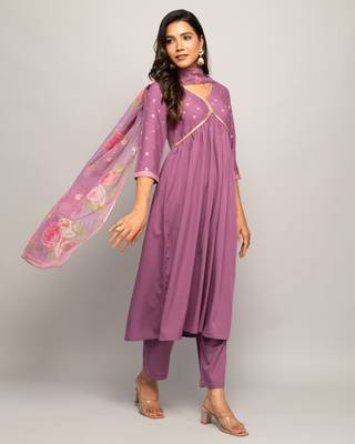 Purple Colour Ethnic Girlish Dress For Partywear Looks 5