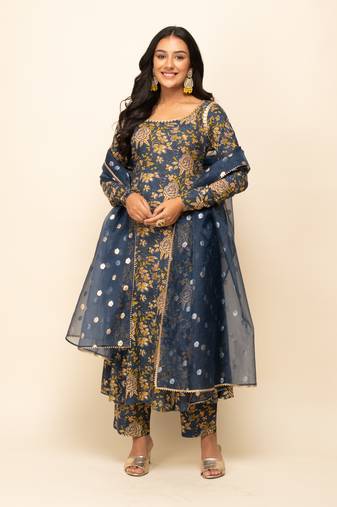 Blue Colour Ethnic Girlish Dress For Partywear Looks