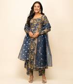 Blue Colour Ethnic Girlish Dress For Partywear Looks
