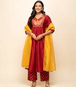 Red Colour Ethnic Girlish Dress For Partywear Looks