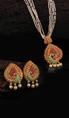 Multicolor Gold plated Stone Studded  Necklace Set 1