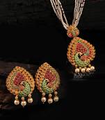 Multicolor Gold plated Stone Studded  Necklace Set
