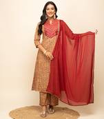 Brown Colour Ethnic Girlish Dress For Partywear Looks