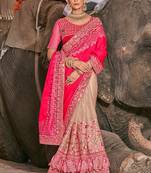 Heavy Work Pink Designer Wedding Wear Indian Saree