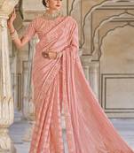 Pink Designer Heavy Partywear Ethnic Saree For Classy Looks