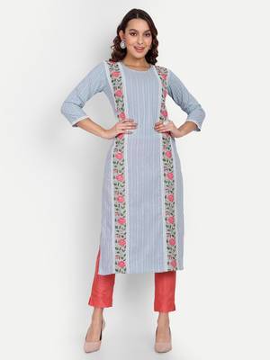 Beautiful Sky Blue Colour Ethnic And Fancy Smart Kurti 1