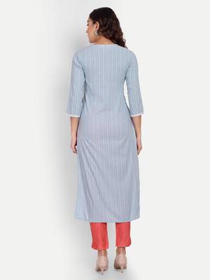 Beautiful Sky Blue Colour Ethnic And Fancy Smart Kurti 2