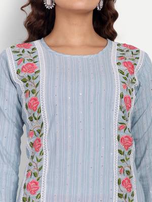 Beautiful Sky Blue Colour Ethnic And Fancy Smart Kurti 3
