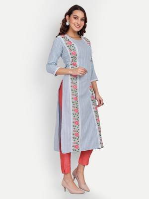 Beautiful Sky Blue Colour Ethnic And Fancy Smart Kurti 4