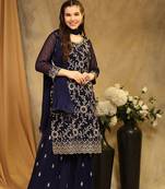 Beautiful Embroidered Palazzo Dress In Girlish Blue Colour For Rich Looks
