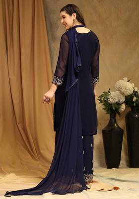 Beautiful Embroidered Palazzo Dress In Girlish Blue Colour For Rich Looks 2