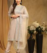 Designer Sequance Embroidery Work Beige Colour Beautiful Girlish Look Salwar Kameez