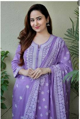 Fancy Lavender Colour Ethnic Dress For Trendy Party Looks 2