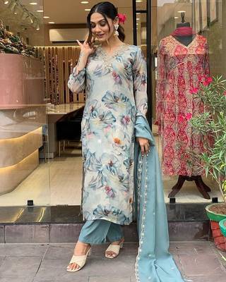 Fancy Grey Colour Ethnic Dress For Trendy Party Looks 1