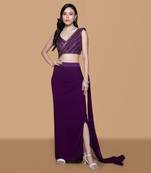 Deep purple pre drape saree