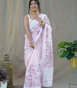 Baby Pink Colour Organza Saree With Smart Resham Embroidery Work