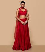 Red lehenga Set With Choker Dupatta