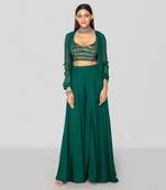 Emerald green embellished sharara set