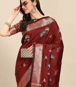 Soft Cotton Silk With Colourful Thread Embroidery Saree With Blouse