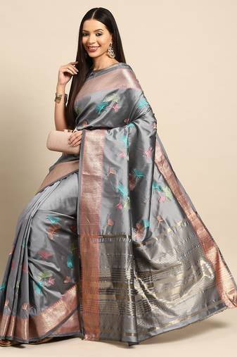 Soft Cotton Silk With Colourful Thread Embroidery Saree With Blouse