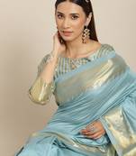 Silk With Golden Broad Border Party Wear Saree