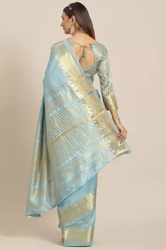 Silk With Golden Broad Border Party Wear Saree