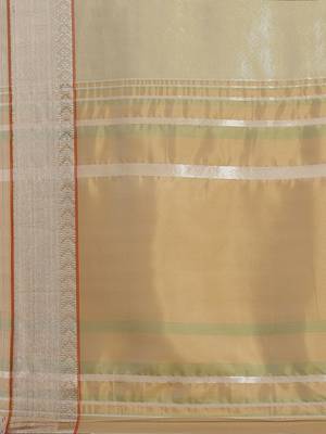 Cotton Silk Linen Blend Golden Border Saree With Blouse 4
