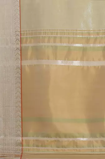 Cotton Silk Linen Blend Golden Border Saree With Blouse