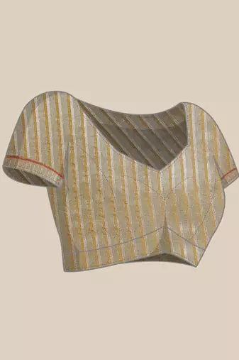Cotton Silk Linen Blend Golden Border Saree With Blouse