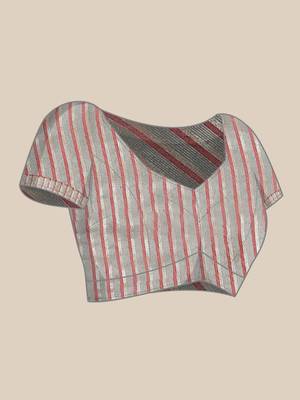 Cotton Silk Linen Blend Golden Border Saree With Blouse 4