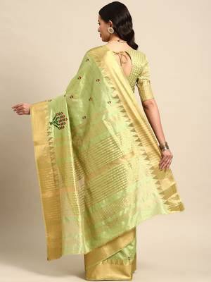 silk colorful thread embroidered saree 3