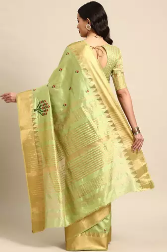 silk colorful thread embroidered saree