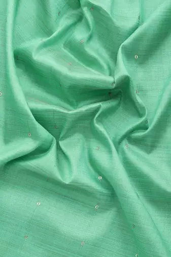 Cotton Silk With Golden Zari Woven Border And Sequins Work Saree