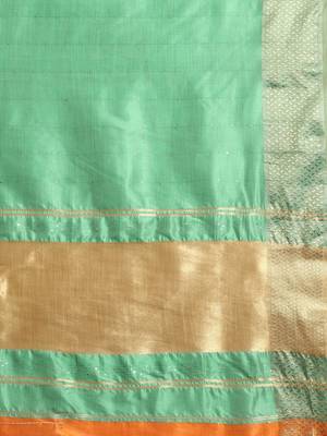 Cotton Silk With Golden Zari Woven Border And Sequins Work Saree 4