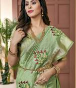 Cotton Silk Saree With Embroidery With Emple Border