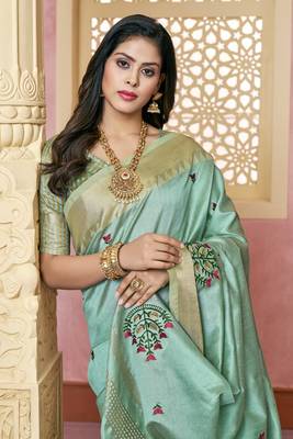 Cotton Silk Saree With Embroidery With Emple Border 1