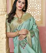 Cotton Silk Saree With Embroidery With Emple Border