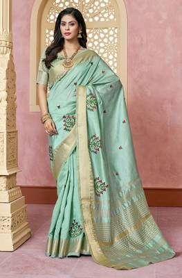 Cotton Silk Saree With Embroidery With Emple Border 2