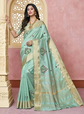 Cotton Silk Saree With Embroidery With Emple Border 3