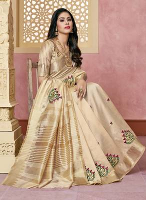 cotton silk saree with embroidery with emple border 2