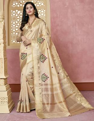 cotton silk saree with embroidery with emple border 3