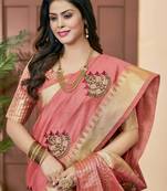 cotton silk saree with embroidery with emple border