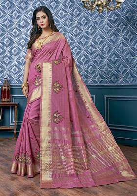 cotton silk saree with embroidery with emple border 3