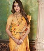 Soft Cotton Silk With Colourful Thread Embroidery Saree With Blouse