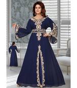 navy blue embroidered faux georgette farasha