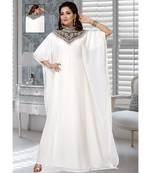 off white embroidered faux georgette kaftan