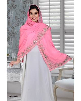 baby pink embroidered faux georgette farasha 1