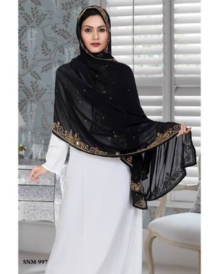 black embroidered faux georgette fustan 1