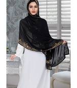 black embroidered faux georgette fustan